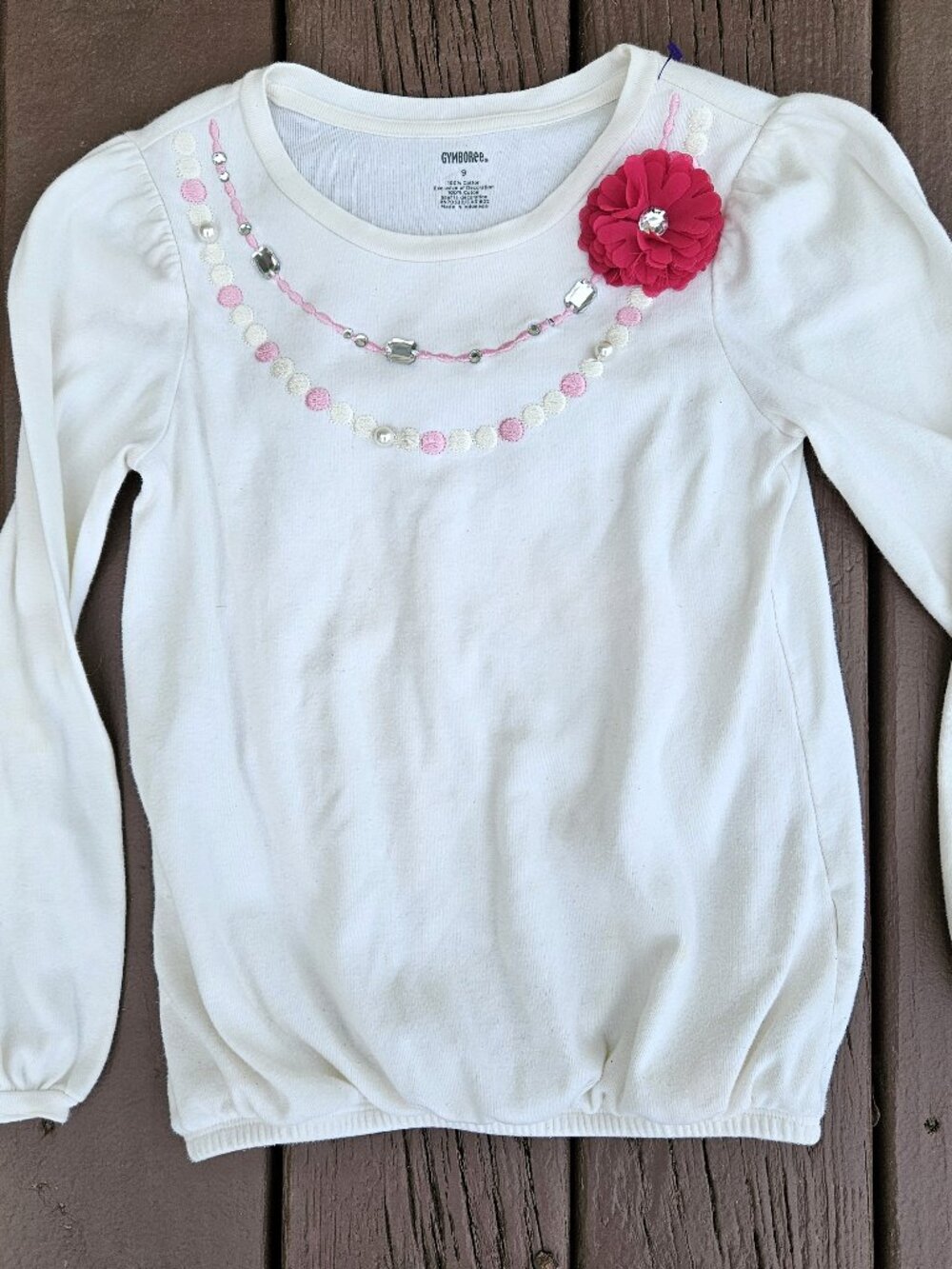 Girl's Gymboree Parisian Chic Necklace w/ Flower Corsage Long-Sleeve Top Shirt 9